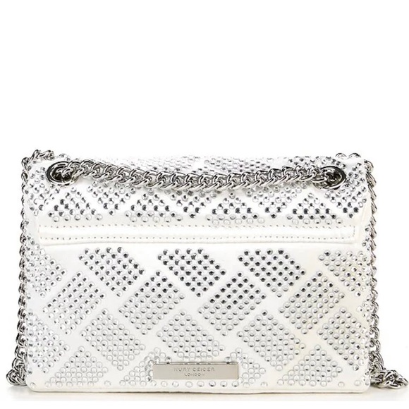 Kurt Geiger London Kensington Mini White/Silver Embellished Crossbody Bag - Picture 2 of 5